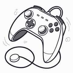 Black and white game controller with cord and bubbles gamepad © Nikil
