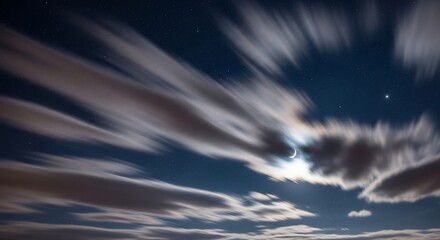 Night sky clouds moon