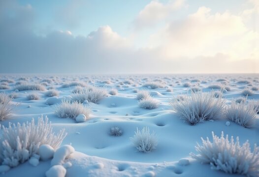Arctic Tundra Scene Whispering Winds Sparse Vegetation Remarkable Cold Weather Adventure Serenity