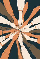 Fototapeta premium Diverse Unity Illustrated Through a Circle of Interconnected Hands Symbolizing Togetherness, Collaboration, and Community Harmony Across Cultures