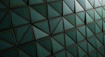 Obraz premium Abstract, angled wall with geometric triangles, aged with patina, and varying tones