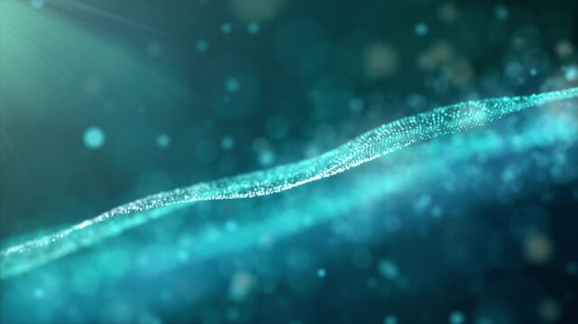 Abstract Blue Particle Wave Flow in Cyberspace Futuristic Digital Motion Graphic Defocused Background