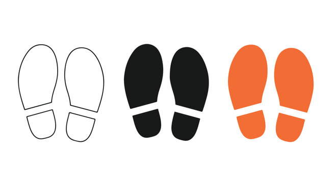 Set of colorful footprints icons in different colors on white background