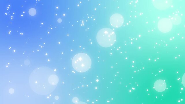 幻想的な玉ボケときらめきが舞い上がるパーティクルのブルー背景　ループ可能　4Kアニメーション