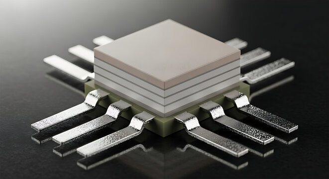 Ceramic piezoelectric actuator with electrical terminals for precision motion control. High-tech component for nanotechnology research, micro-positioning, and advanced robotic sensor hardware.