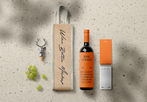 Premium Wine Bottle Mockup