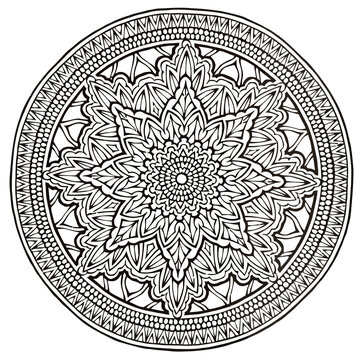 Complex floral mandala coloring page design