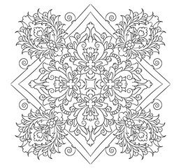 Fototapeta premium Square floral ornament motif coloring page
