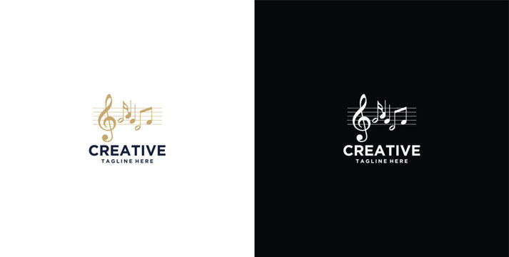 Musiknoten, Rahmen, Notenschl&uuml;ssel logo design