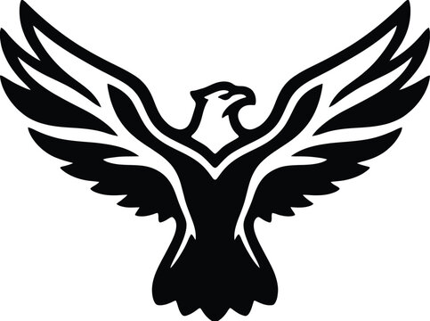 Eagle Wings Spread Silhouette CNC Plasma Cutting Stencil Vector Wall Art