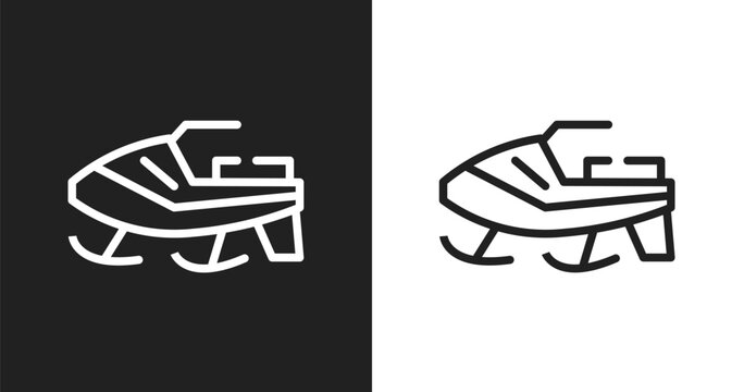 Snowmobile icon. Linear black, white icon from winter collection. Outline snowmobile vector. Thin line symbol isolated on white and black background