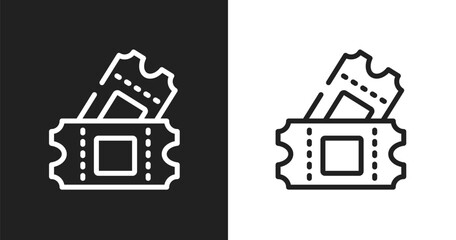 Fototapeta premium Ticket card icon. Linear black, white icon from in the frontier collection. Outline ticket card vector. Thin line symbol isolated on white and black background