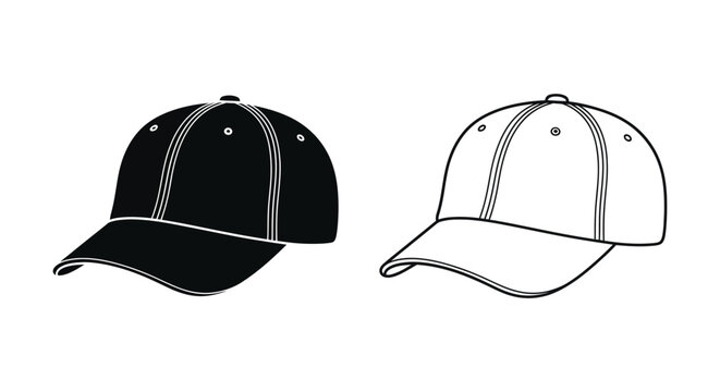 Black and white baseball cap illustration Vector