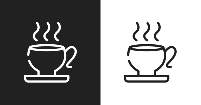 Teacup sign icon. Linear black, white icon from airport and travel collection. Outline teacup sign vector. Thin line symbol isolated on white and black background