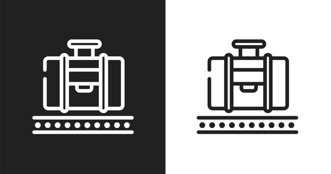 Baggage claim sign icon. Linear black, white icon from airport and travel collection. Outline baggage claim sign vector. Thin line symbol isolated on white and black background
