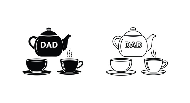 Dad tea time teapot cups fathers day Vector