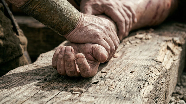 Jesus Christ Nailed to the Cross, Crucifixion Scene Detail, Good Friday