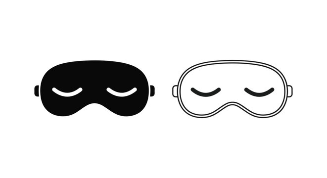 Sleep mask vector icons black and white Vector