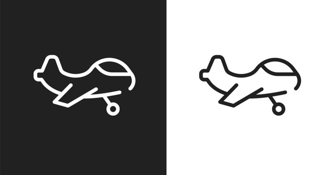 Small plane icon. Linear black, white icon from vehicles and transports collection. Outline small plane vector. Thin line symbol isolated on white and black background