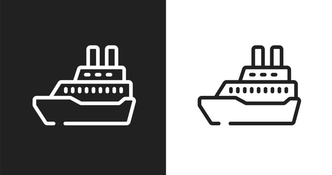 Cruise ship icon. Linear black, white icon from transportation collection. Outline cruise ship vector. Thin line symbol isolated on white and black background