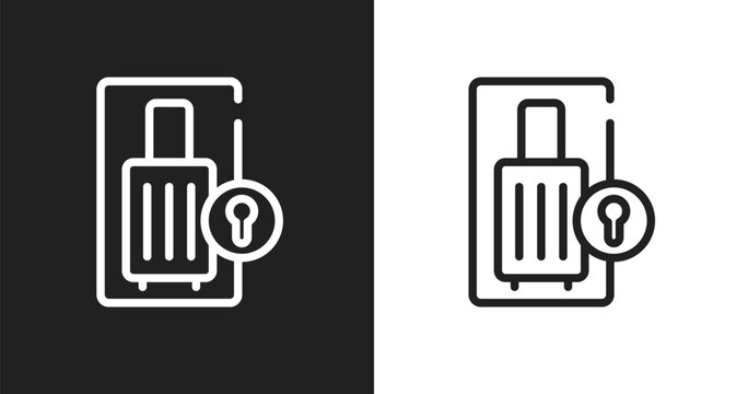 Luggage locker icon. Linear black, white icon from airport collection. Outline luggage locker vector. Thin line symbol isolated on white and black background