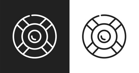 Rubber ring icon. Linear black, white icon from summer collection. Outline rubber ring vector. Thin line symbol isolated on white and black background © VectorStockDesign