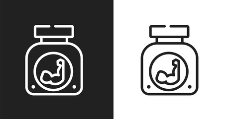 Obraz premium Protein powder icon. Linear black, white icon from active lifestyle collection. Outline protein powder vector. Thin line symbol isolated on white and black background