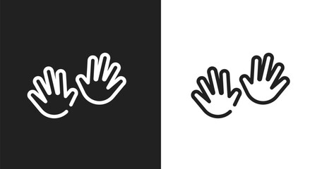 Fototapeta premium Hand signs icon. Linear black, white icon from basketball team collection. Outline hand signs vector. Thin line symbol isolated on white and black background