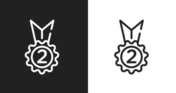 Second place icon. Linear black, white icon from sports collection. Outline second place vector. Thin line symbol isolated on white and black background