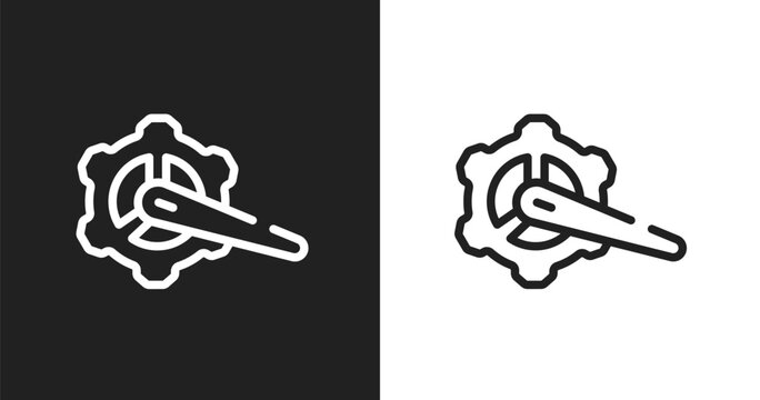 Crank arm icon. Linear black, white icon from bicycle collection. Outline crank arm vector. Thin line symbol isolated on white and black background