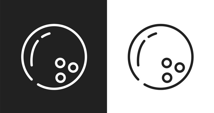 Bowling ball icon. Linear black, white icon from sport collection. Outline bowling ball vector. Thin line symbol isolated on white and black background
