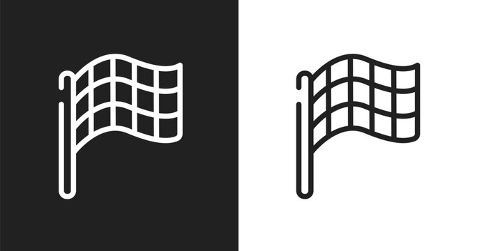 Race flag icon. Linear black, white icon from sport collection. Outline race flag vector. Thin line symbol isolated on white and black background