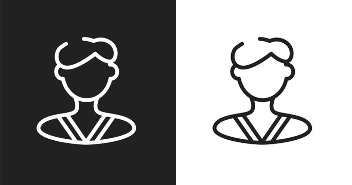 Karateka icon. Linear black, white icon from sport avatars collection. Outline karateka vector. Thin line symbol isolated on white and black background