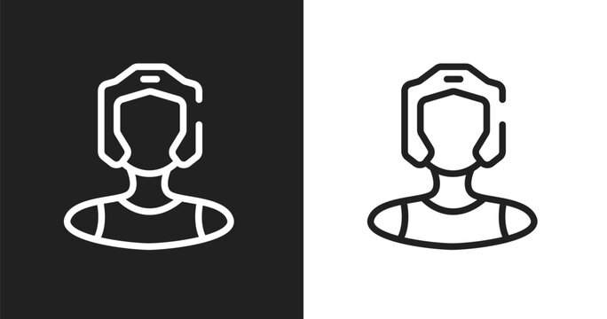 Kickboxer icon. Linear black, white icon from sport avatars collection. Outline kickboxer vector. Thin line symbol isolated on white and black background