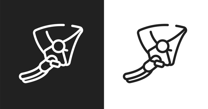 Hang glider icon. Linear black, white icon from adventure sports collection. Outline hang glider vector. Thin line symbol isolated on white and black background