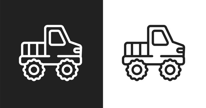 Off road icon. Linear black, white icon from adventure sports collection. Outline off road vector. Thin line symbol isolated on white and black background