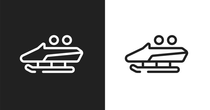 Bobsled icon. Linear black, white icon from winter sports collection. Outline bobsled vector. Thin line symbol isolated on white and black background