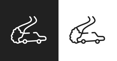 Drifting icon. Linear black, white icon from racing collection. Outline drifting vector. Thin line symbol isolated on white and black background © VectorStockDesign