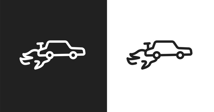 Autocross icon. Linear black, white icon from racing collection. Outline autocross vector. Thin line symbol isolated on white and black background