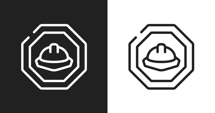 Hard icon. Linear black, white icon from health and safety collection. Outline hard vector. Thin line symbol isolated on white and black background