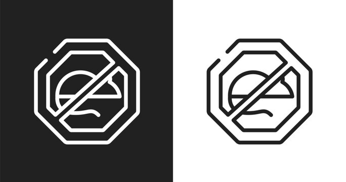 No rodents icon. Linear black, white icon from signal and prohibitions collection. Outline no rodents vector. Thin line symbol isolated on white and black background