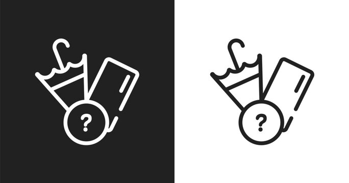 Lost items icon. Linear black, white icon from pictograms collection. Outline lost items vector. Thin line symbol isolated on white and black background
