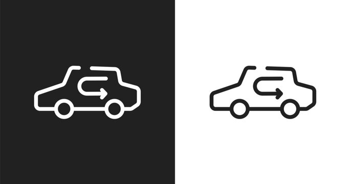 Recirculation icon. Linear black, white icon from car dashboard signals collection. Outline recirculation vector. Thin line symbol isolated on white and black background