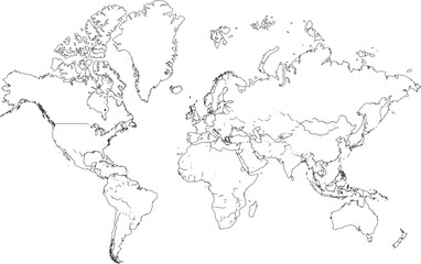 Fototapeta premium World map outline blank political map for geography and travel simpl