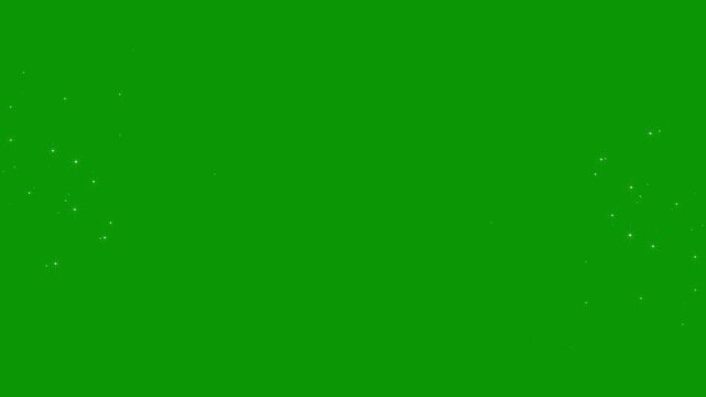Glowing sparkle stars animation, magic glitter dust trail, white twinkling particles shimmer, curved star motion burst, seamless shiny transition overlay, luxury visual effect green background 4k
