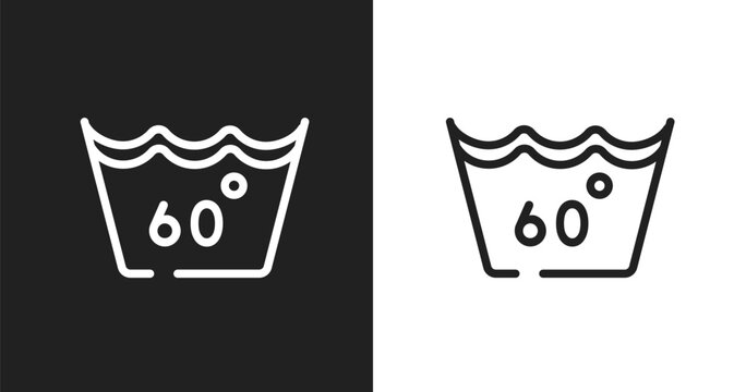 60 degree laundry icon. Linear black, white icon from laundry instructions collection. Outline 60 degree laundry vector. Thin line symbol isolated on white and black background