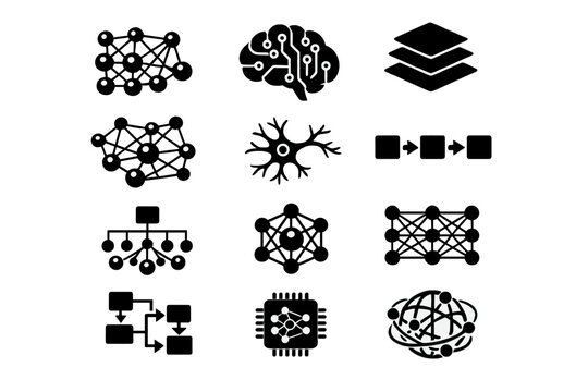 Workflow black lines simple depicting icon intelligence image generation symbol vector arrows
