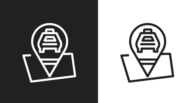 Taxi stop icon. Linear black, white icon from taxi service collection. Outline taxi stop vector. Thin line symbol isolated on white and black background