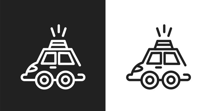 Hackney carriage icon. Linear black, white icon from taxi service collection. Outline hackney carriage vector. Thin line symbol isolated on white and black background