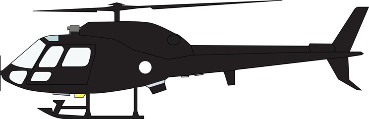 AS550 Fennec Military Attack Helicopter Side Profile Silhouette Vector Illustration  © Griffin9678